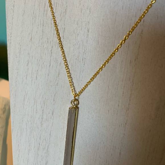 Raw Selenite Stick Dipped in 14K Gold Necklace - Picture 7 of 10